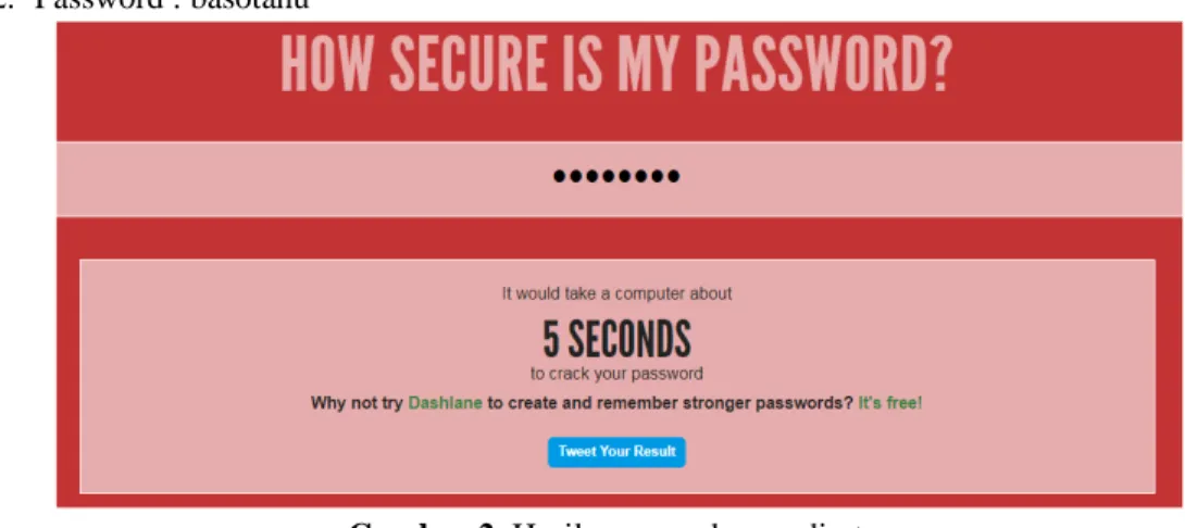 Gambar 2. Hasil password yang diretas 