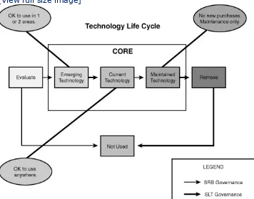 Figure 3-5. SOA governance will maintain technologyvitality by setting controls in place for a servicestechnology management lifecycle.