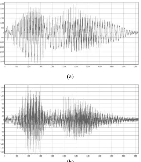 Fig. 4. (a) original signal, (b) pre-emphasis signal results 