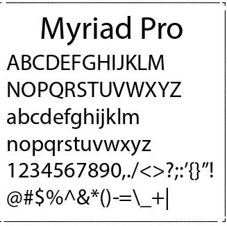 Gambar III.6 Font Myriad Pro 