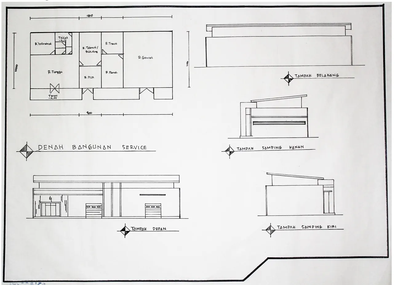 Gambar 2.15.  Sketsa Denah Bangunan Service 