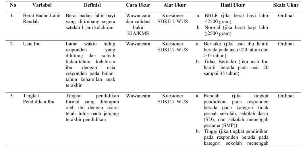 Tabel 3.1 Definisi Operasional 