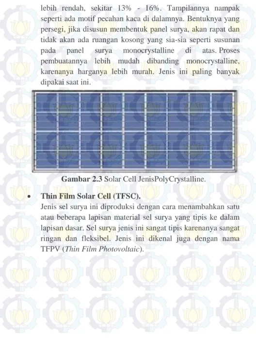 Gambar 2.3 Solar Cell JenisPolyCrystalline.     Thin Film Solar Cell (TFSC). 