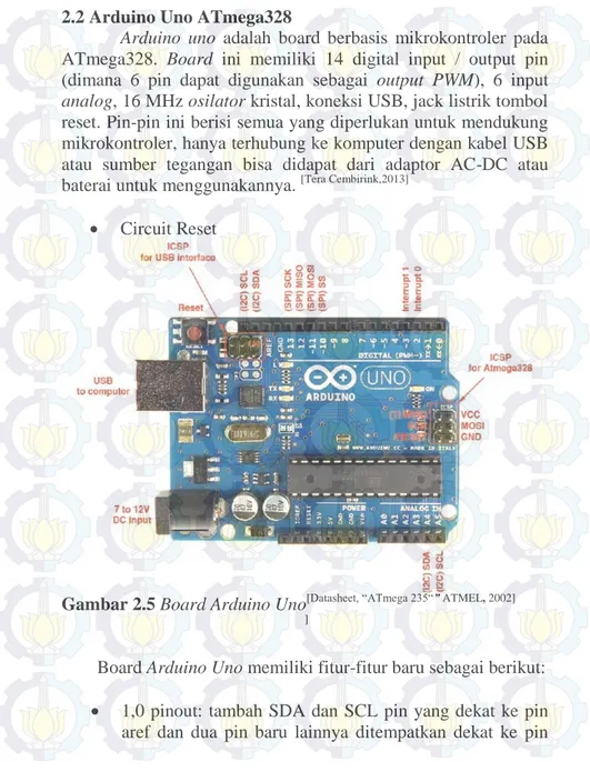 Gambar 2.5 Board Arduino Uno [Datasheet, “ATmega 235“” ATMEL, 2002]  ]