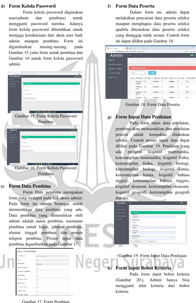 Gambar 15. Form Kelola Password  Pembina 