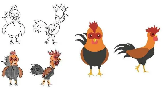 Gambar IV.1 Sketsa Karakter ayam pelung dalam film animasi “Suara Emas dari Cianjur” sumber : pribadi 