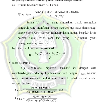 tabel dengan taraf signifikan 5% dengan kemungkinan: 