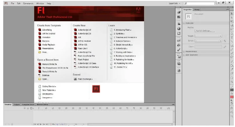 Gambar 2.10 Tampilan Utama Adobe Flash 