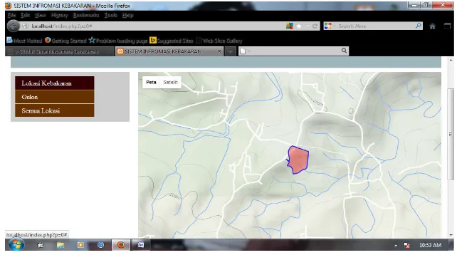 Gambar 7. Sistem Informasi Geografis Deteksi Kebakaran Lahan Jati