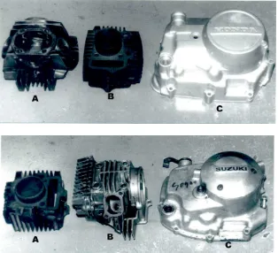 Gambar 2. Komponen satu jenis sepeda motor yang terkenal buatan China (jenis III). 