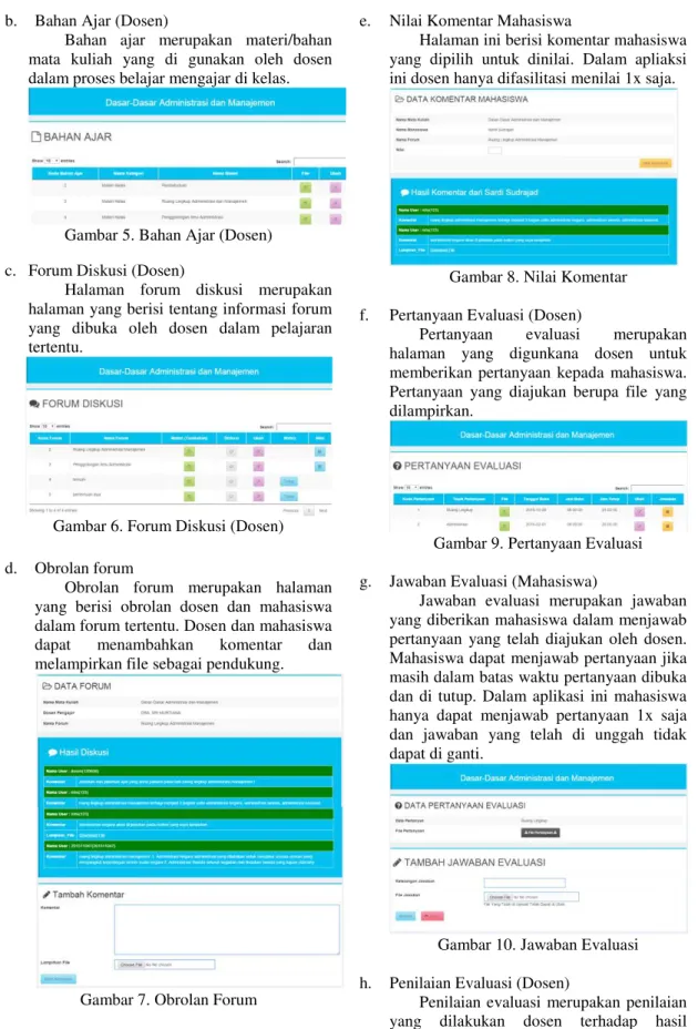 Gambar 5. Bahan Ajar (Dosen)  c.  Forum Diskusi (Dosen) 