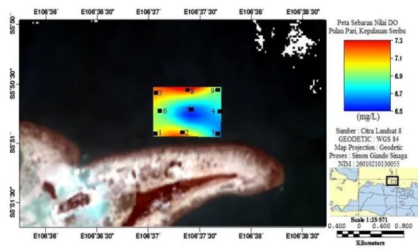 Gambar 5. Sebaran Nilai Kepadatan Plankton di Pulau Pari, Kepulauan Seribu. 