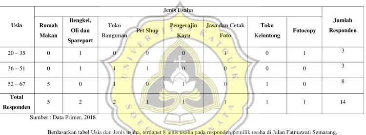 Tabel 5 Usia dan Jenis Usaha 