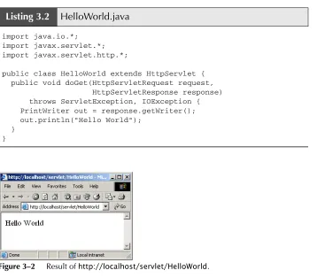 Figure 3–2Result of http://localhost/servlet/HelloWorld.