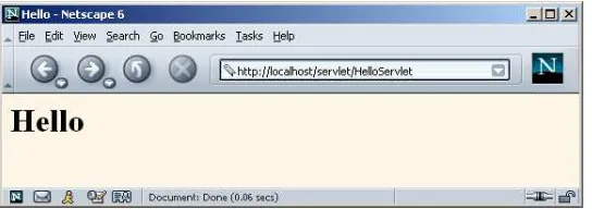 Figure 3–3Result of http://localhost/servlet/HelloServlet.
