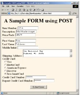 Figure 4–3HTML form that collects data for the ShowParameters servlet.