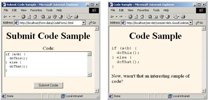 Figure 4–11GoodCodeServlet: result is fine even when request parameters contain special characters.