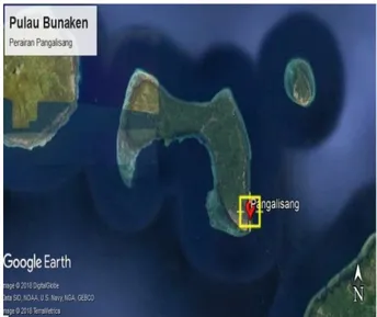 Gambar 1.   Lokasi Pengambilan sampel Spons  di Perairan Pangalisang  Bunaken. 