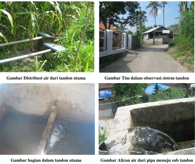 Gambar Distribusi air dari tandon utama  Gambar Tim dalam observasi sistem tandon 