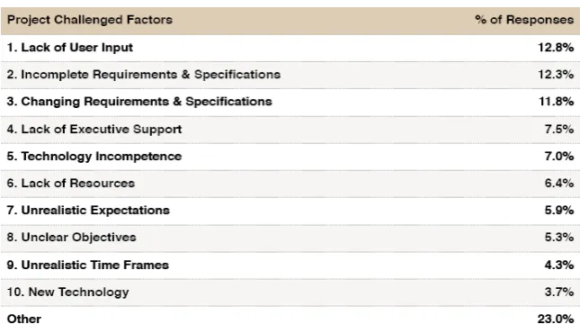 Tabel 3 : Project success factor 