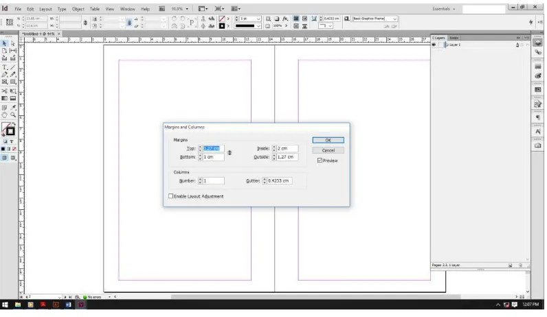 Gambar IV.5 Membuat layer pada Adobe InDesign Cs 6 