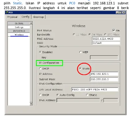 Gambar 8 Konfigurasi  IP Address PC0 