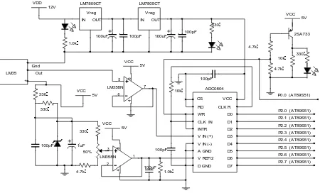 Gambar 3.4 Rangkaian  Sensor Temperatur dan ADC 