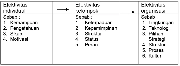 Gambar 2.9Penyebab Efektivitas Individu, Efektivitas Kelompok, dan