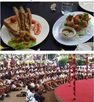 Gambar 2. Olahan Berbahan Ikan dan  Sosialisasi Makan Ikan pada Anak-Anak  Sekolah 