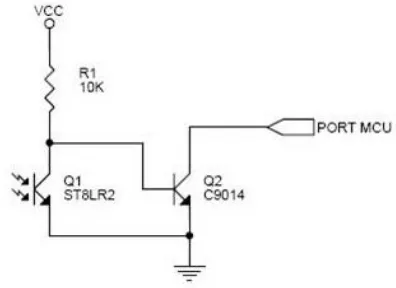 Gambar 2.9. Contoh rangkaian dasar sensor Photo Transistor 