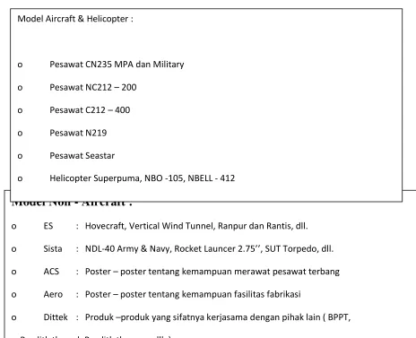 Tabel 2.8 Data Produk PT. Dirgantara Indonesia Untuk Pameran 