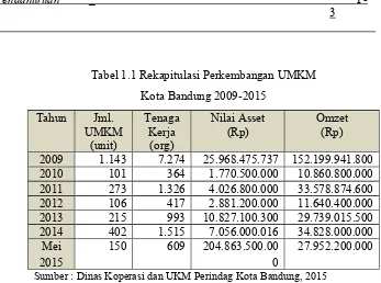 Tabel 1.1 Rekapitulasi Perkembangan UMKM 