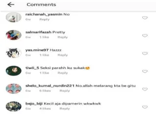 Gambar I.5 : kolom komentar Instagram Awkarin 