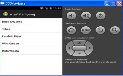 Gambar 4.  Tampilan menu wisata Lampung 