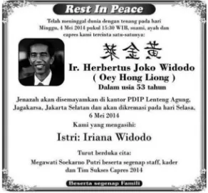 Gambar 1 Iklan kematian capres Jokowi