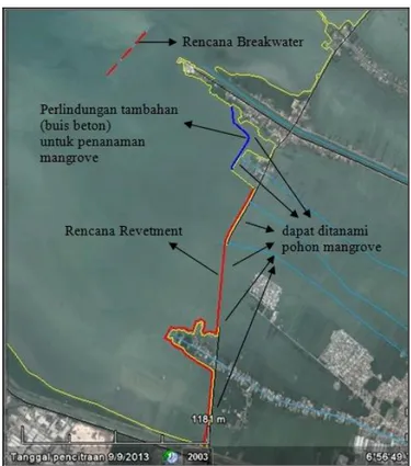 Gambar 9 : Gambar desain potongan melintang rencana breakwater 