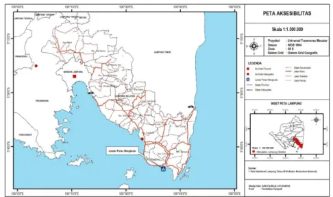 Gambar 5. Peta Aksesibilitas Menuju Pulau Mengkudu Desa Totoharjo  Kecamatan Bakauheni Kabupaten Lampung Selatan Tahun 2016  d