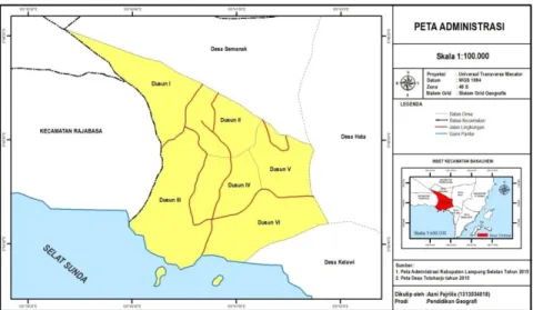 Gambar 1. Peta Administrasi Desa Totoharjo Kecamatan Bakauheni   Kabupaten  Lampung Selatan Tahun 2016 