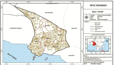 Gambar 2. Peta Topografi Desa Totoharjo Kecamatan Bakauheni  Kabupaten   Lampung Selatan Tahun 2016 