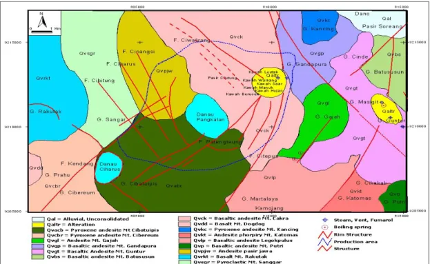 Gambar 1. Peta Geologi Area Geothermal Kamojang &amp; Sekitarnya (Pertamina AG Kamojang, 2000) 