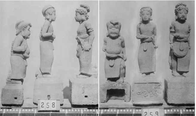Fig. 12 and 13. Statues from Grogol (Brandes ROC 1902: 11, plate 5; from left to right: Semar (no