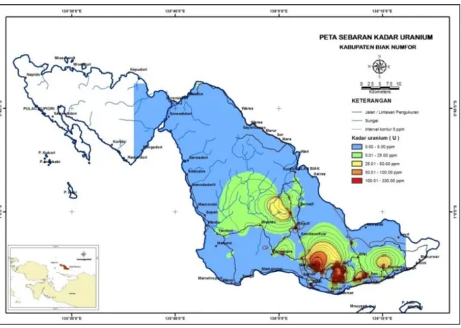 Gambar 11. Peta sebaran kadar uranium. 