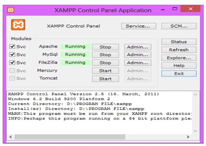 Gambar 2.1 XAMPP Control Panel Application 