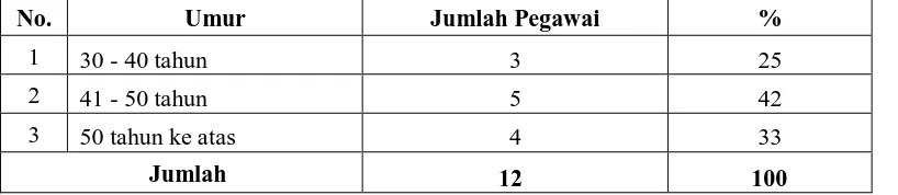 Tabel 6. Jumlah Pegawai Kelurahan Ciparigi Menurut Umur Tahun 2008 