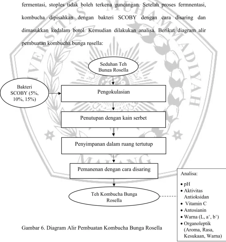 Gambar 6. Diagram Alir Pembuatan Kombucha Bunga RosellaPengokulasian