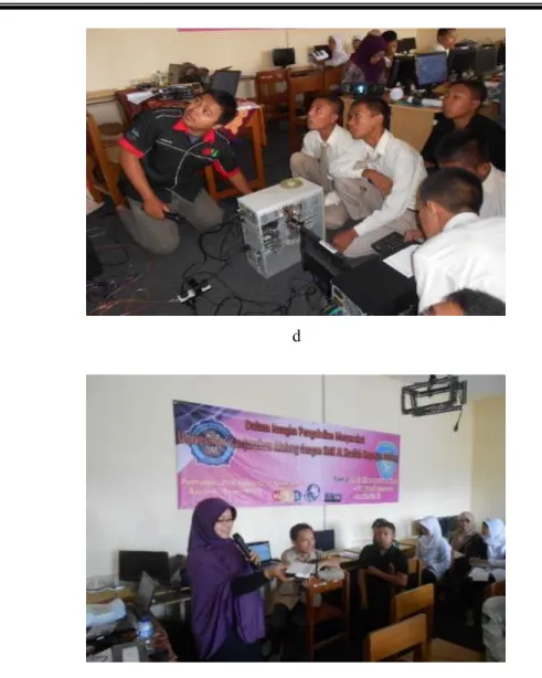Gambar 1a-e. Proses Pelatihan Jaringan untuk Guru dan Siswa SMK Al Kaaffah Kepanjen  Kabupaten Malang 