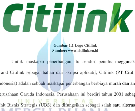Gambar 1.1 Logo Citilink 	 Sumber: www.citilink.co.id 