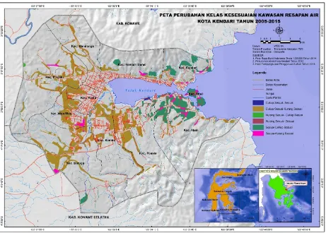 Gambar 3. Perubahan Kelas Kesesuaian Kawasan Resapan Air Kota Kendari Tahun 2005-2015