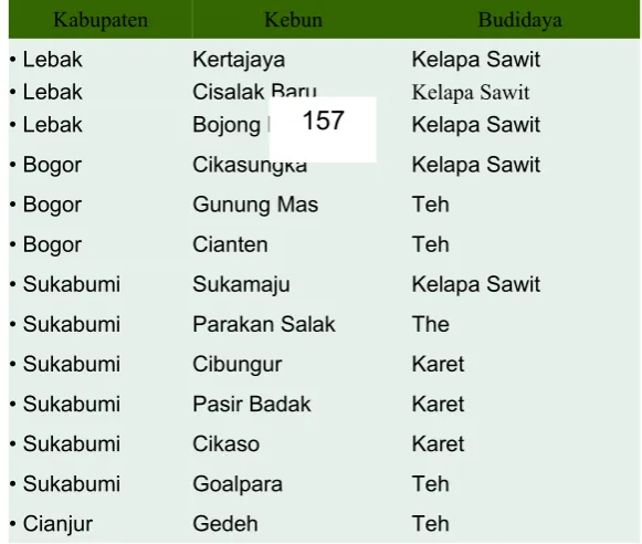 Tabel 4.1Daftar Kebun Per Kabupaten PTPN VIII (Persero) Jawa Barat