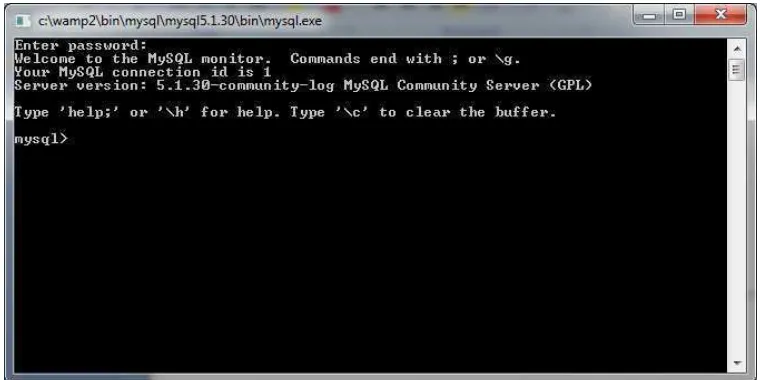 Gambar 2.3 Command Prompt MySQL 